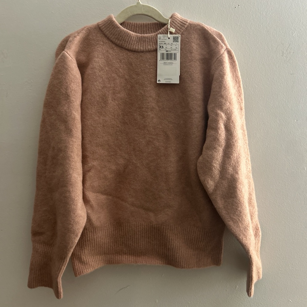 NWT Mango Women's Blush Crew Neck Open Back Sweater - size XS